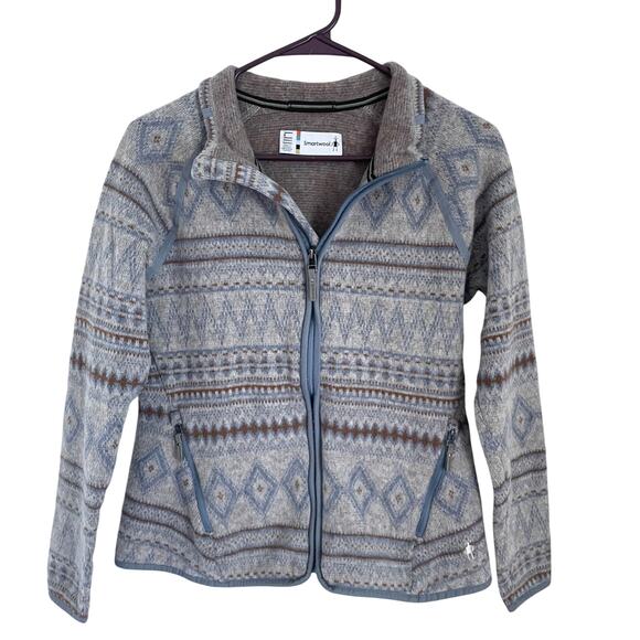 Smartwool Full Zip Jacket Women’s S Fair Isle Wool Blend Performance Outdoor - Picture 1 of 11